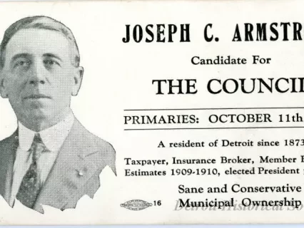 Card, Political - Joseph C. Armstrong for Detroit Common Council