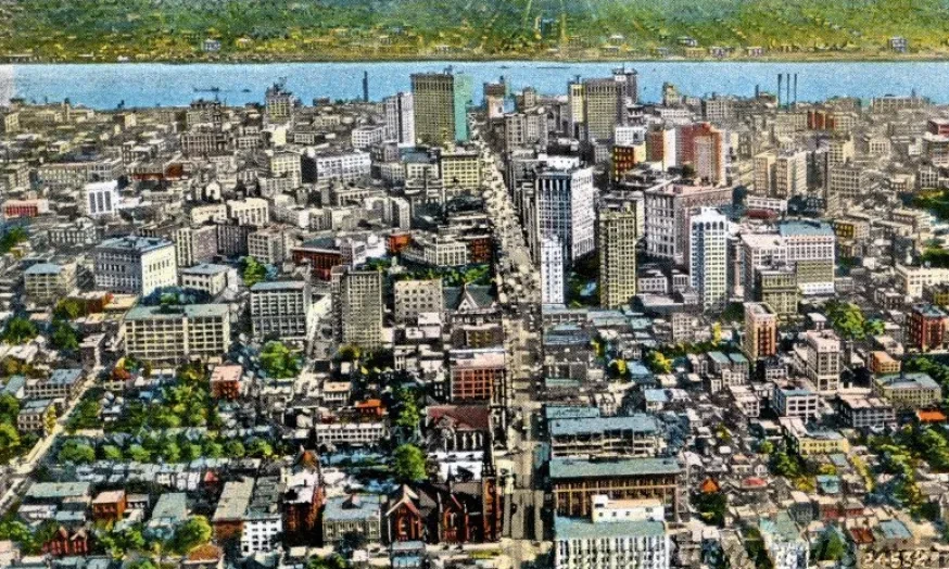 Postcard - Aeroplane View, Detroit Mich.