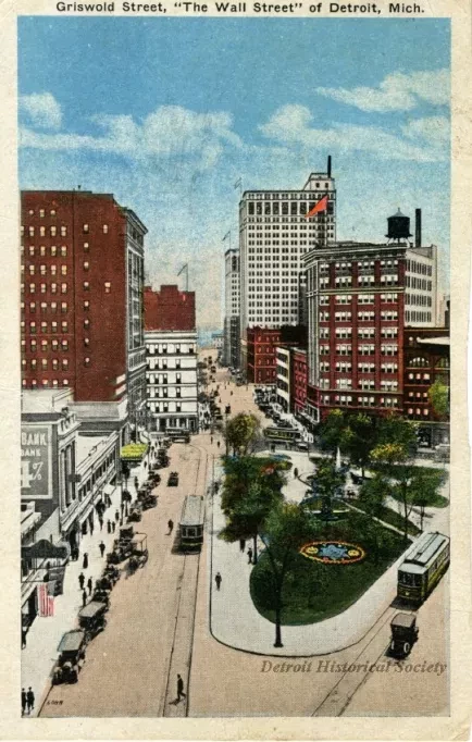 Postcard - Griswold Street, "The Wall Street" of Detroit, Mich.