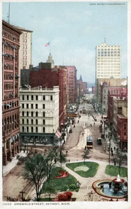 Postcard - Griswold Street, Detroit, Mich.