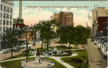 Postcard - Washington Boulevard, from Michigan Avenue, Detroit, Mich.
