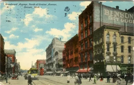 Postcard - Woodward Avenue, North of Gratiot Avenue, Detroit, Mich.