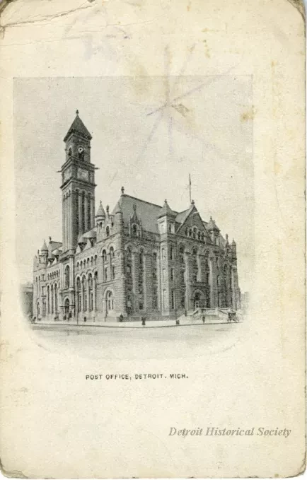 Postcard - Post Office, Detroit, Mich.