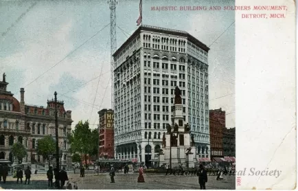 Postcard - Majestic Building and Soldiers and Sailors Monument, Detroit, Mich.