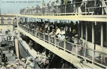 Postcard - S.S. Greyhound, at Her Dock, Detroit, Mich.