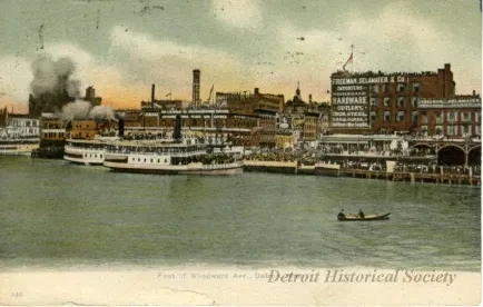 Postcard - Foot of Woodward Ave., Detroit, Mich.