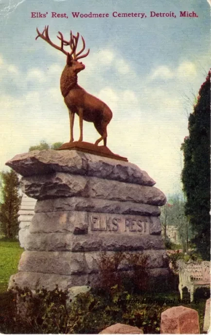 Postcard - Elks' Rest, Woodmere Cemetery, Detroit, Mich. - Elks' Rest, Woodmere Cemetry