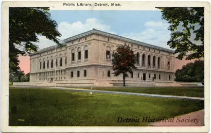 Postcard - Public Library, Detroit, Mich. - Detroit Public Library
