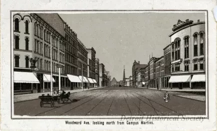 Print - Woodward Ave. looking north from Campus Martins