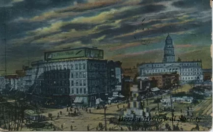 Postcard - Munroe Avenue, Cadillac Square, Detroit, Mich.