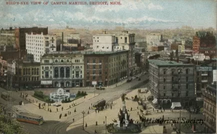 Postcard - Bird's-Eye View of Campus Martius, Detroit, Mich.