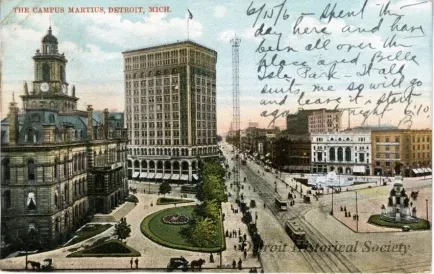 Postcard - The Campus Martius, Detroit, Mich.