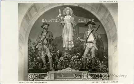 Postcard - Spirit of the Northwest, Detroit Public Library - Spirit of the Northwest Detroit Public Library