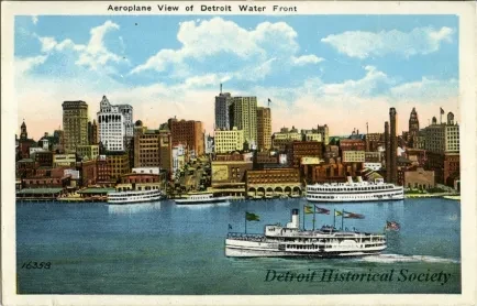 Postcard - Aeroplane View of Detroit Water Front