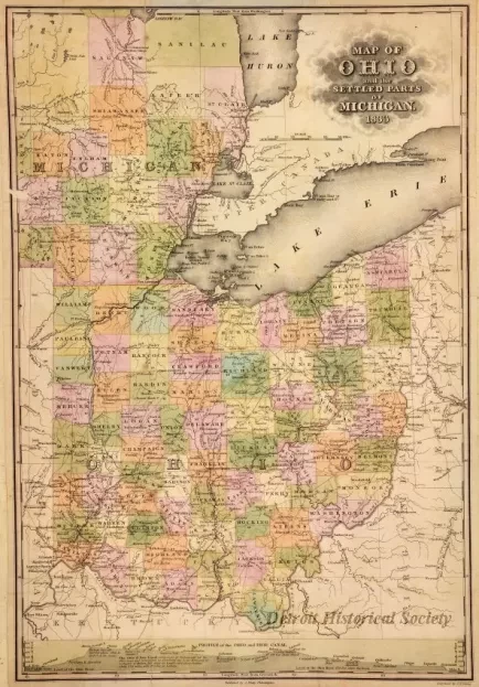 Map - Map of Ohio and the settled parts of Michigan.