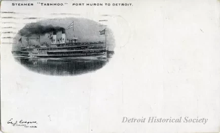 Postcard - Steamer "Tashmoo." Port Huron to Detroit.