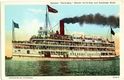 Postcard - Steamer "Put-In-Bay," Detroit, Put-In-Bay & Sandusky Route. - Steamer "Put-In-Bay," Detroit, Put-In-Bay & Sandusky Route