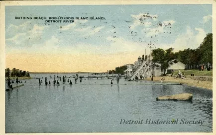 Postcard - Bathing Beach, Bob-Lo (Bois Blanc Island), Detroit River.