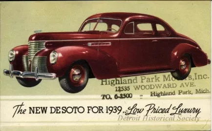 Postcard - The New Desoto for 1939...Low Priced Luxury.