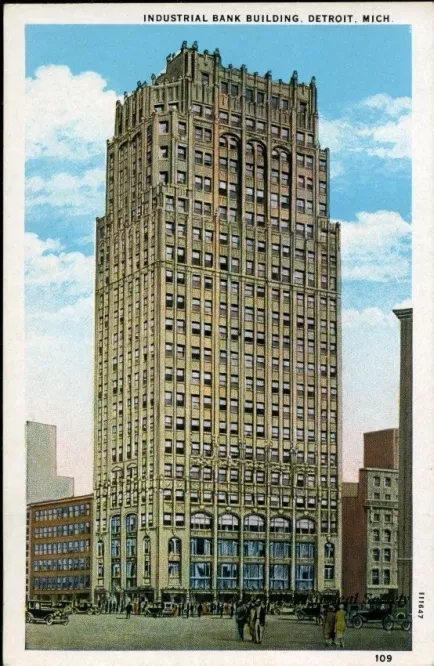 Postcard - Industrial Bank Building, Detroit, Mich.