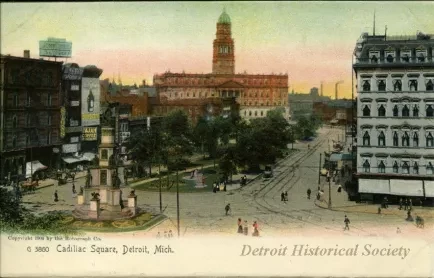 Postcard - Cadillac Square, Detroit, Mich.