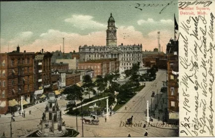 Postcard - Cadillac Square, Detroit, Mich.