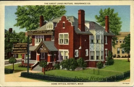 Postcard - The Great Lakes Mutual Insurance Co., Home Office, Detroit, Mich