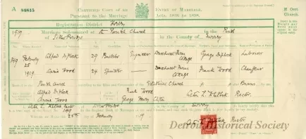 Certificate, Marriage - Certified Copy of an Entry of Marriage