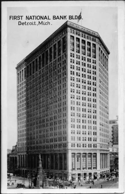 Postcard, Picture - First National Bank Bldg. Detroit, Mich.