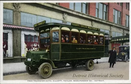 Postcard - Free Transfer Auto, Elliott, Taylor, Woolfenden Co., Detroit.