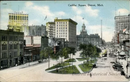 Postcard - Cadillac Square, Detroit, Mich.