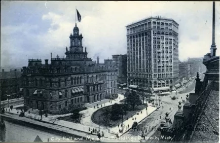 Postcard - City Hall and Majestic Building, Detroit, Mich.