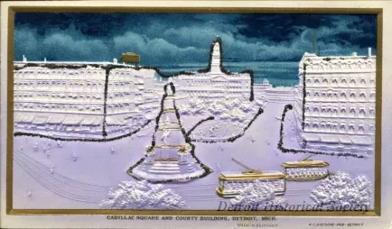 Postcard - Cadillac Square and County Building, Detroit, Mich.