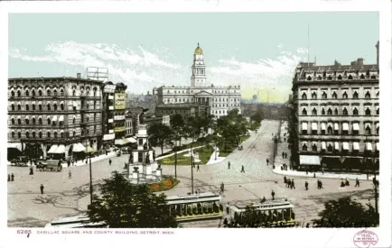 Postcard - Cadillac Square and County Building, Detroit, Mich.