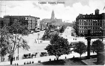 Postcard - Cadillac Square, Detroit.