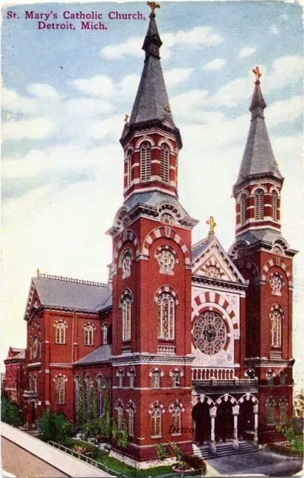 Postcard - St. Mary's Catholic Church, Detroit, Mich. - St. Mary's Catholic Church, Detroit, Mich.