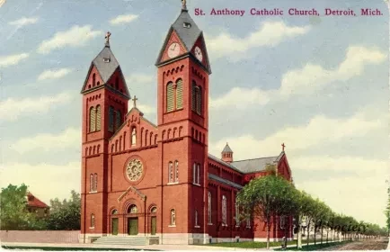 Postcard - St. Anthony Catholic Church, Detroit, Mich.