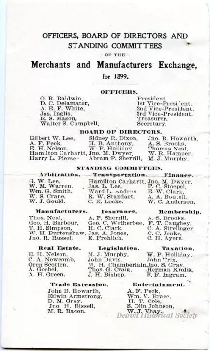 Roster - The Merchant and Manufacturers Exchange