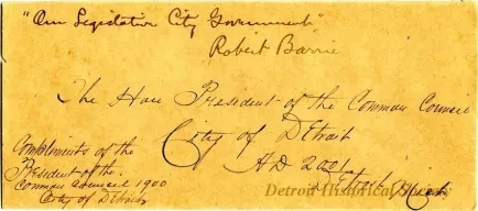 Envelope - Our Legislative City Government