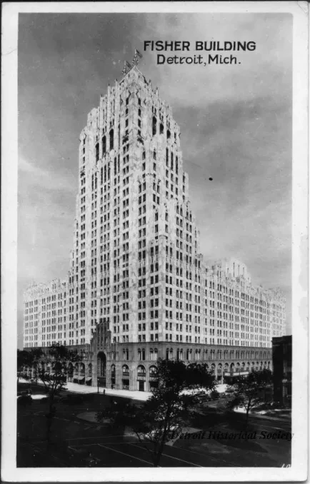 Postcard - Fisher Building Detroit, Mich.