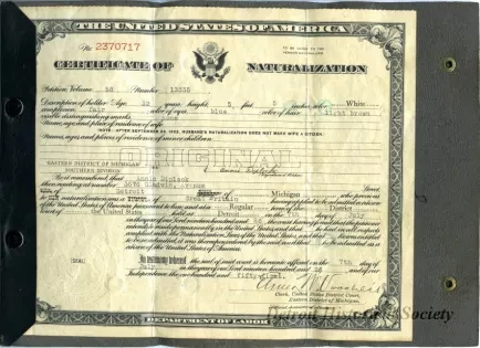 Certificate, Naturalization - Certificate of Naturalization