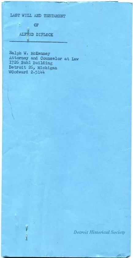 Will - Last Will and Testament of Alfred Diplock