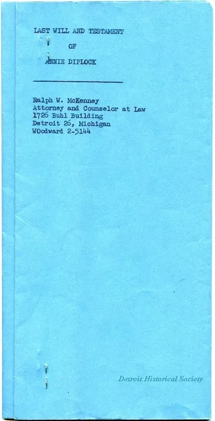 Will - Last Will and Testament of Annie Diplock