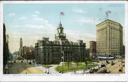 Postcard - City Hall and Majestic Building, Detroit, Mich.