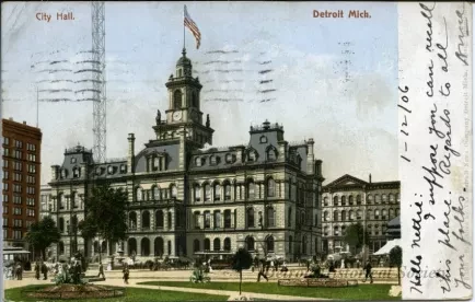 Postcard - City Hall. Detroit Mich.