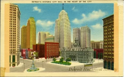 Postcard - Detroit's Historic City Hall in the Heart of the City