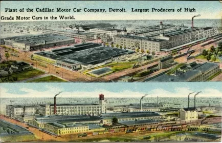 Postcard - Plant of the Cadillac Motor Car Company, Detroit. Largest Producers of High Grade Motor Cars in the World.