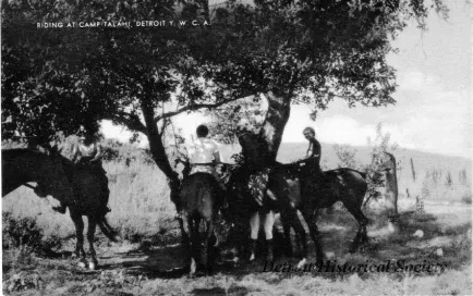 Postcard - Riding at Camp Talahi, Detroit, Y. W. C. A.