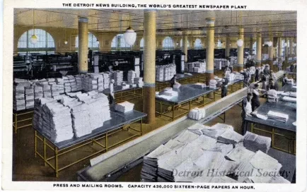 Postcard - The Detroit News Building, The World's Greatest Newspaper Plant