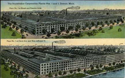 Postcard - The Studebaker Corporation Plants Nos. 1 and 3, Detroit, Mich